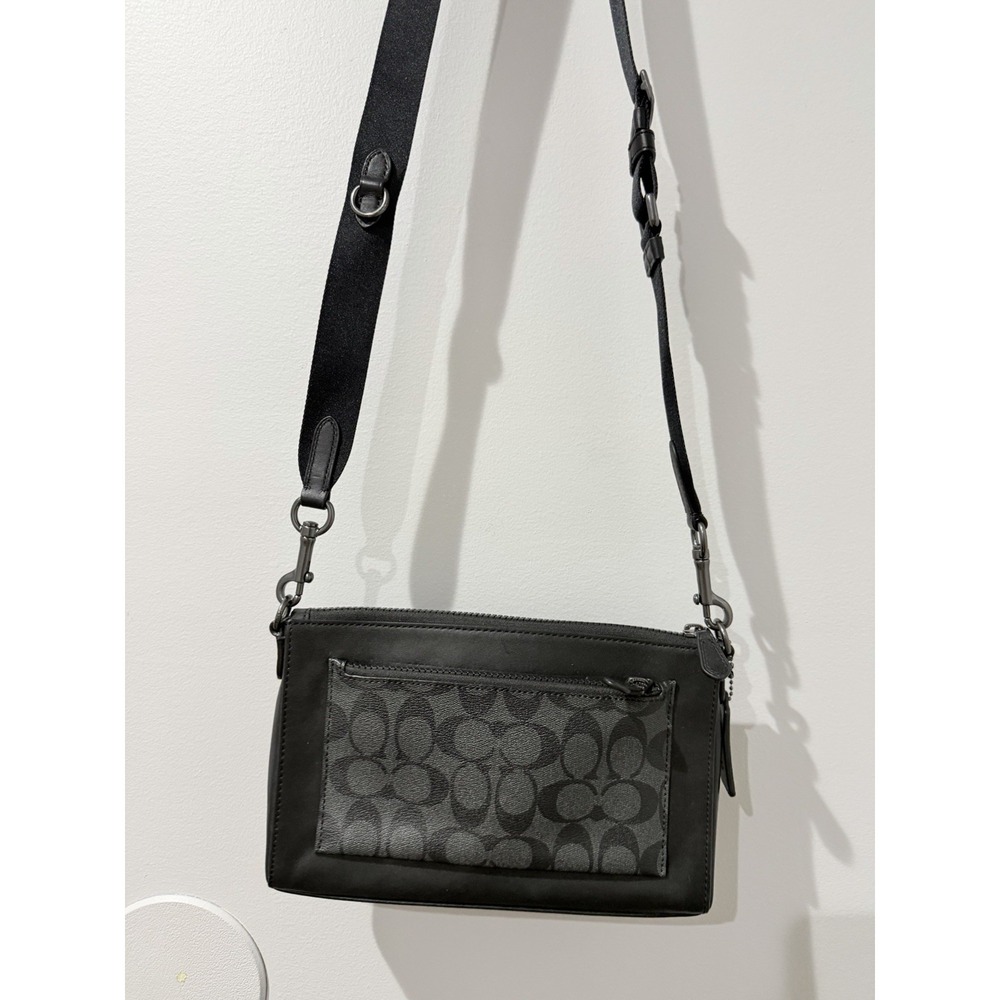 Coach Shoulder Bag Crossbody Signature Leather Black C5598 P